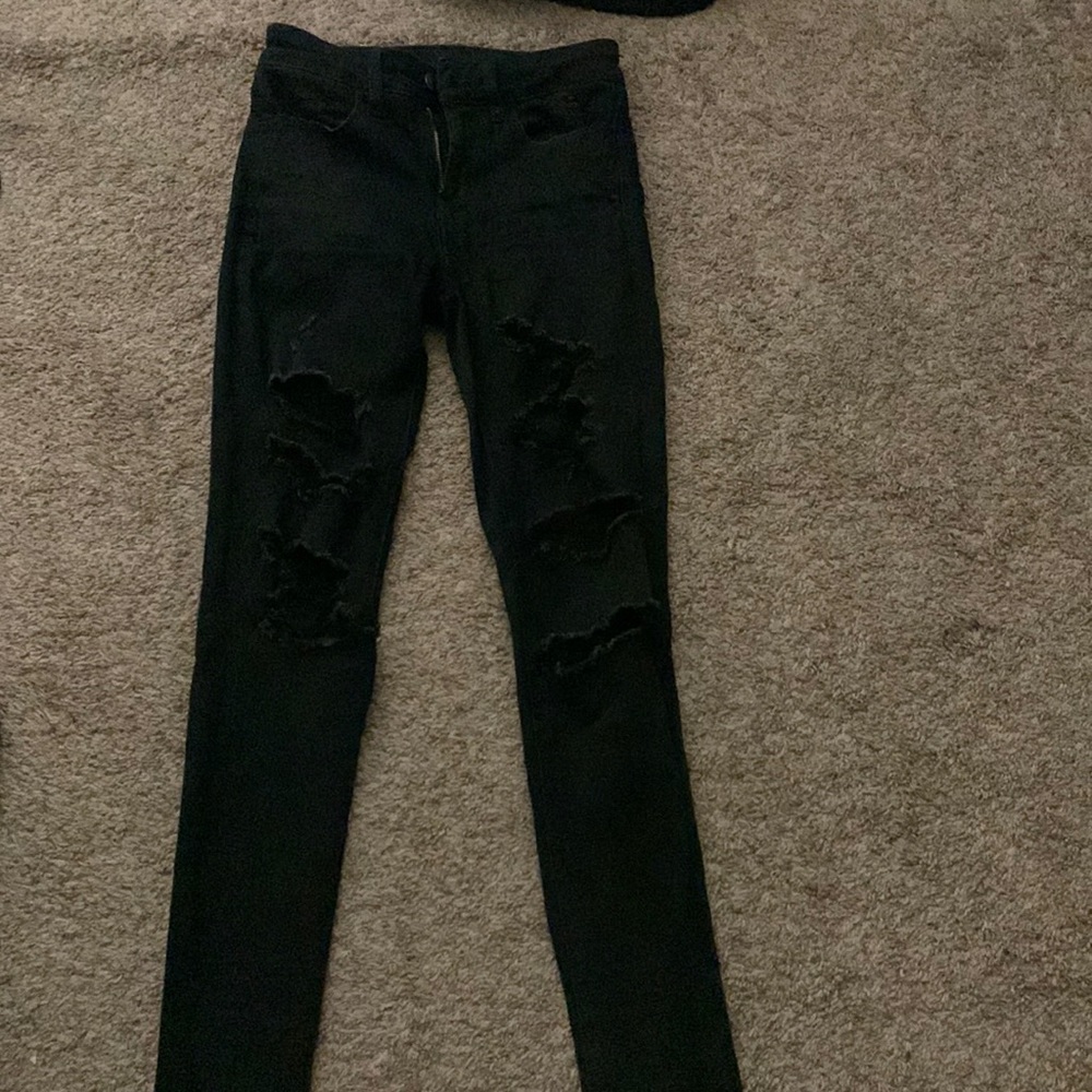 American eagle black distressed high rise jeggings